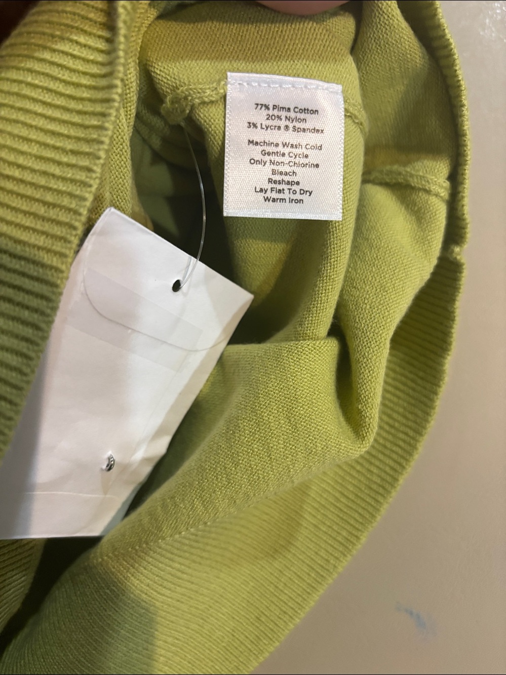 Talbots Lemon-Green Pima Cotton Blend Shell & Cardigan Set NWT Size M - Picture 8 of 8
